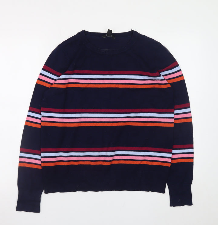 M&Co Women’s Navy Striped Crew Neck Jumper Size 14