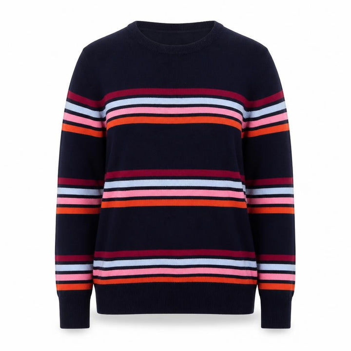 M&Co Women’s Navy Striped Crew Neck Jumper Size 14