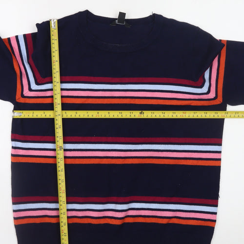 M&Co Women’s Navy Striped Crew Neck Jumper Size 14