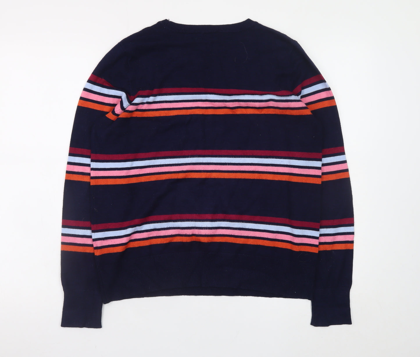 M&Co Women’s Navy Striped Crew Neck Jumper Size 14