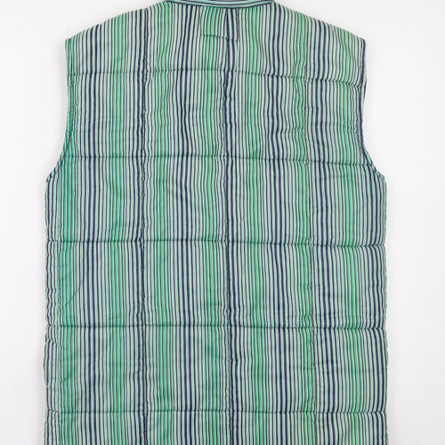 Fiendale Men's Green Striped Padded Waistcoat Size S Casual