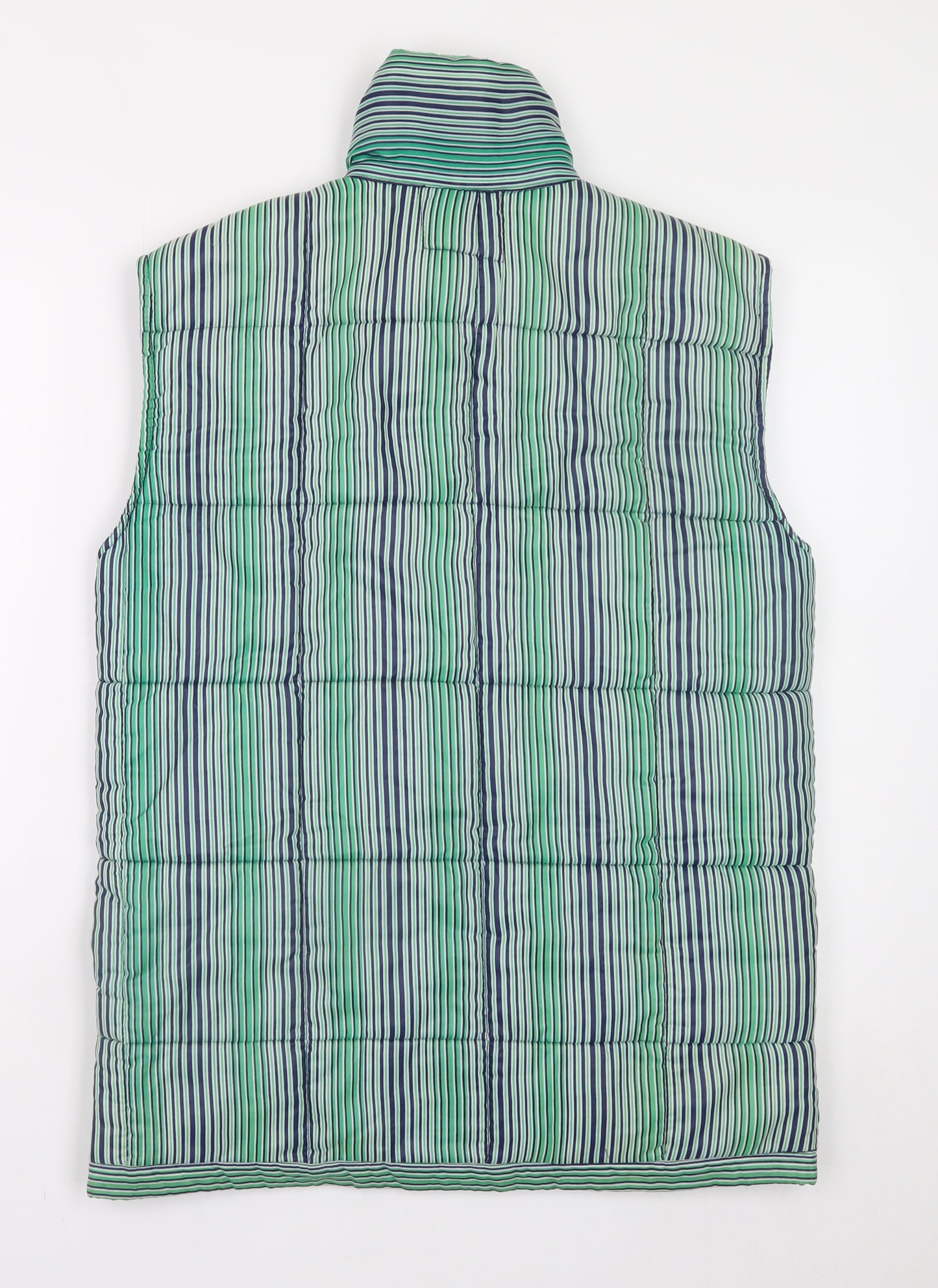 Fiendale Men's Green Striped Padded Waistcoat Size S Casual