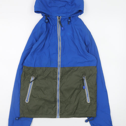 Next Men's Blue Windbreaker Jacket S Hooded Lightweight Nylon