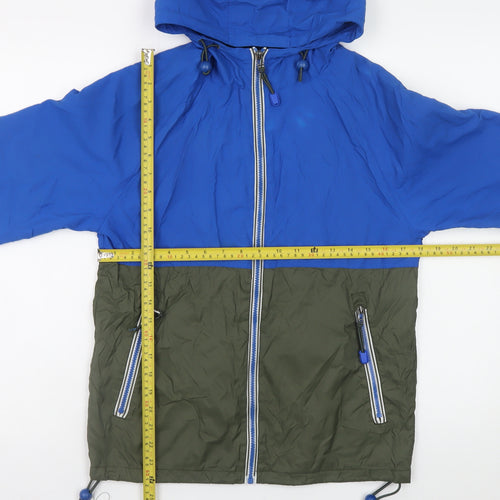 Next Men's Blue Windbreaker Jacket S Hooded Lightweight Nylon