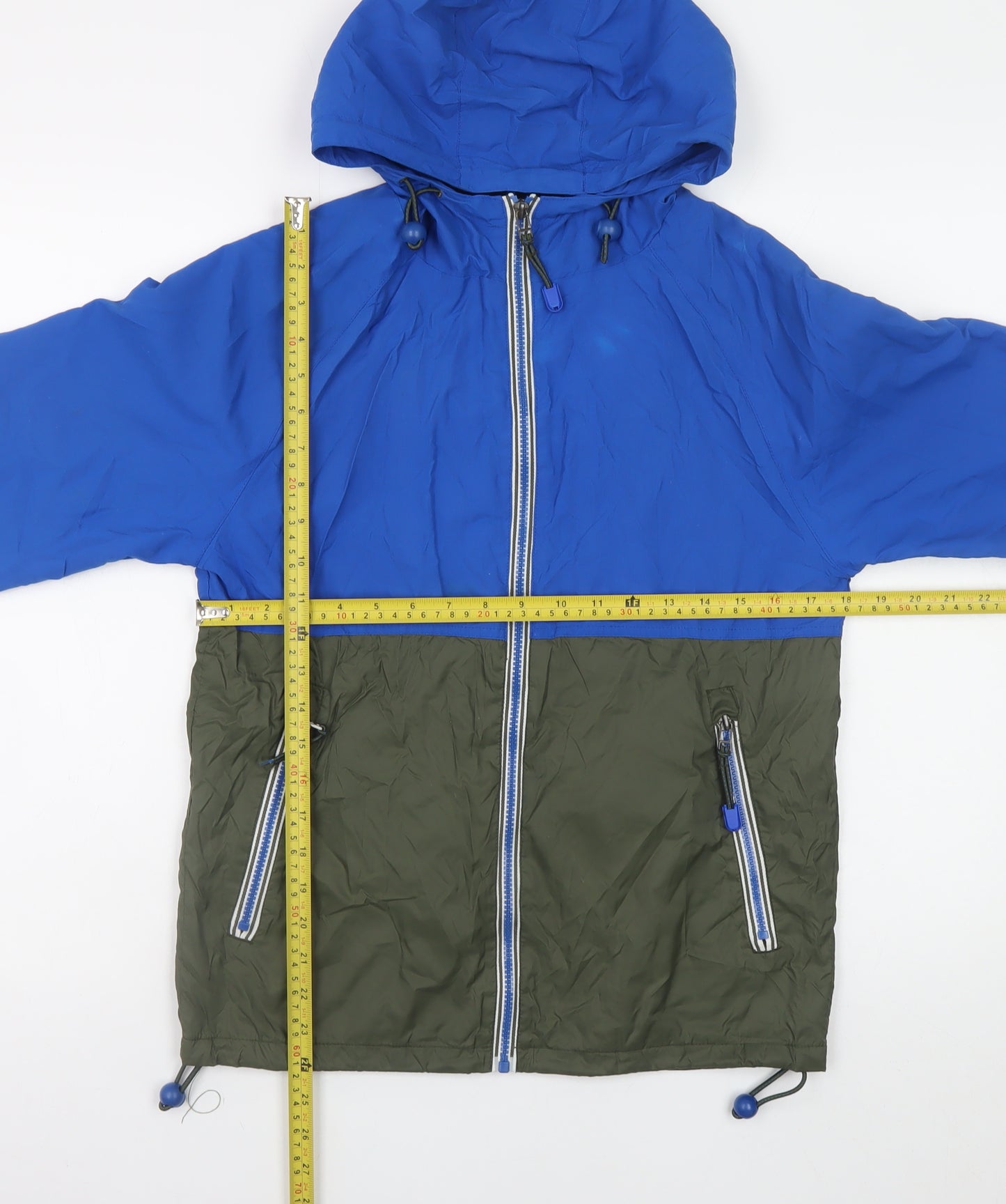 Next Men's Blue Windbreaker Jacket S Hooded Lightweight Nylon