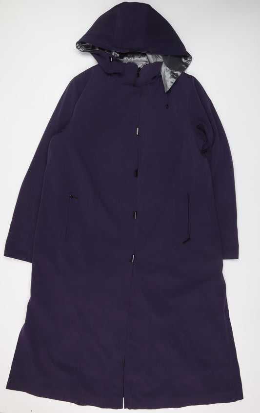 Jacques Vert Women's Purple XL Long Hooded Rain Coat