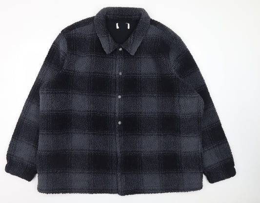 Marks and Spencer Men's Black 3XL Checked Fleece Jacket