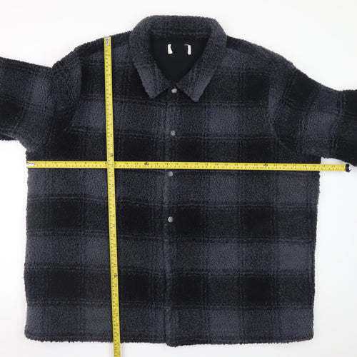 Marks and Spencer Men's Black 3XL Checked Fleece Jacket