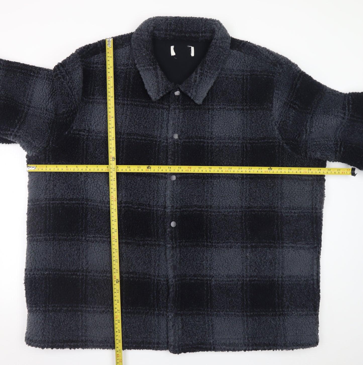 Marks and Spencer Men's Black 3XL Checked Fleece Jacket