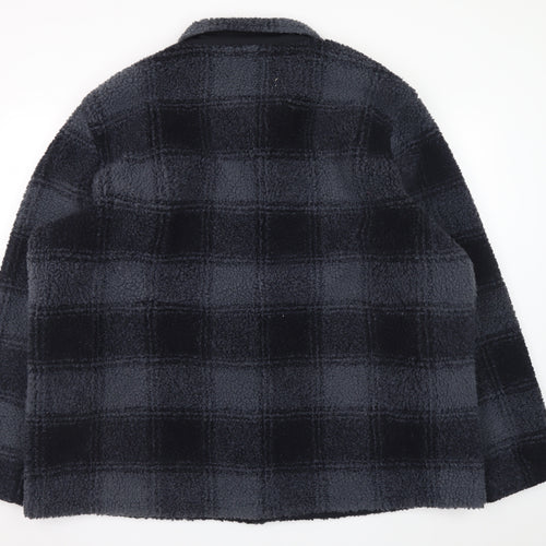 Marks and Spencer Men's Black 3XL Checked Fleece Jacket