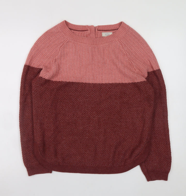 Fat Face Women's Pink Colour Block Knit Jumper Size 10
