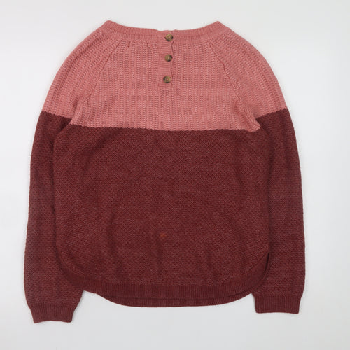 Fat Face Women's Pink Colour Block Knit Jumper Size 10