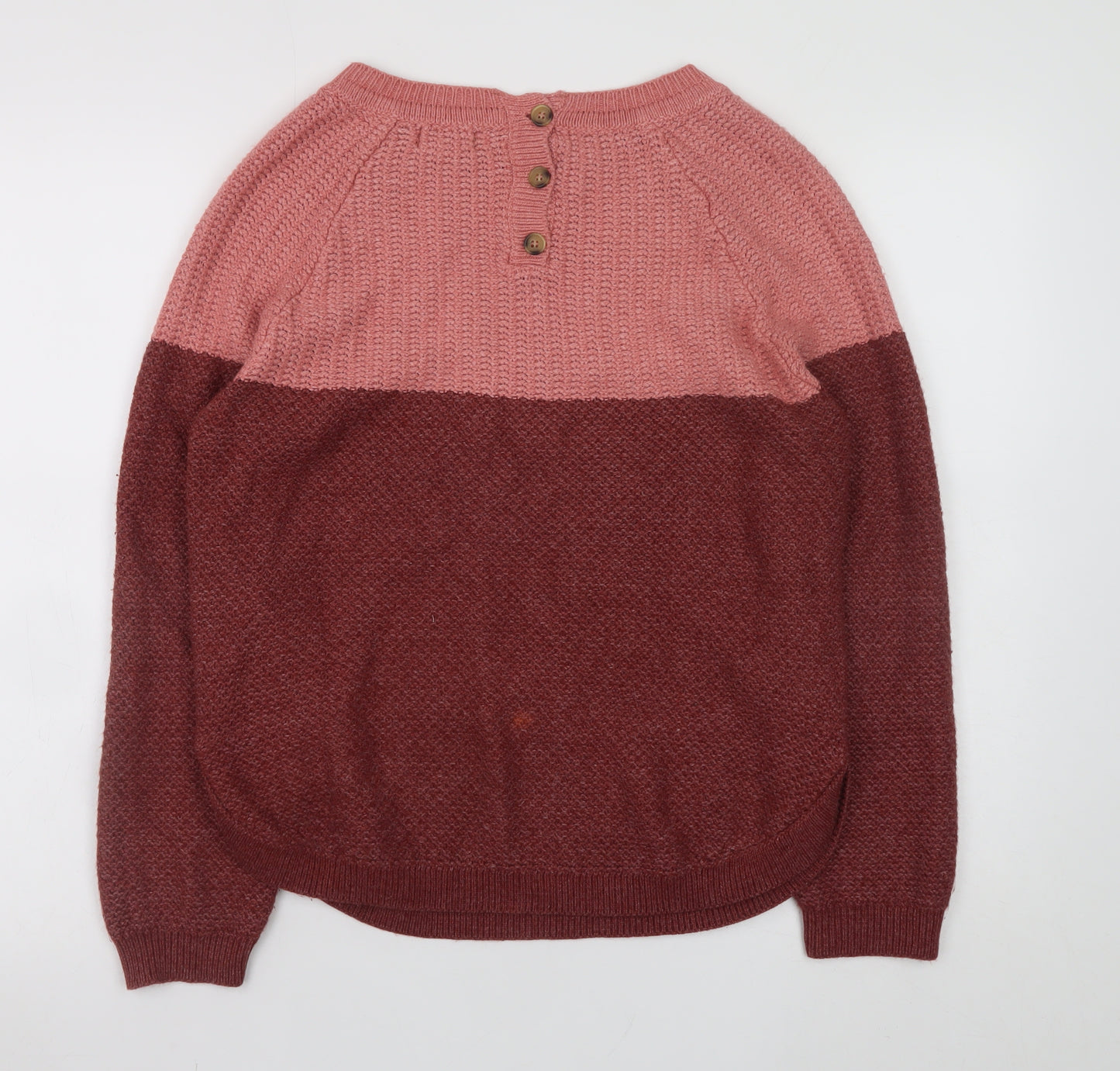 Fat Face Women's Pink Colour Block Knit Jumper Size 10