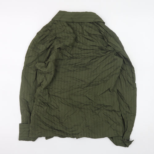 Tu Women Green Wrap Blouse Size 8 Viscose Long Sleeve Top