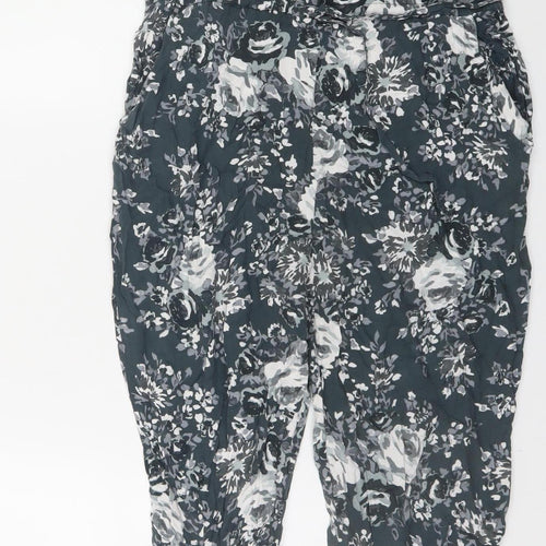 F&F Women Black Floral Sleeveless Jumpsuit Size 10 Viscose Casual Style