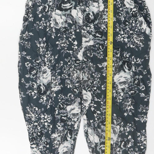 F&F Women Black Floral Sleeveless Jumpsuit Size 10 Viscose Casual Style