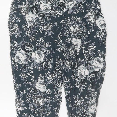 F&F Women Black Floral Sleeveless Jumpsuit Size 10 Viscose Casual Style
