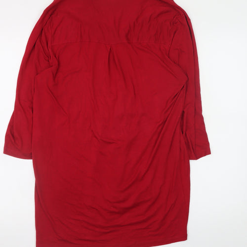 Isle Women's Red Viscose Tunic Blouse Size 14 with Pleated Detail
