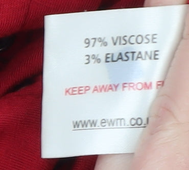 Isle Women's Red Viscose Tunic Blouse Size 14 with Pleated Detail