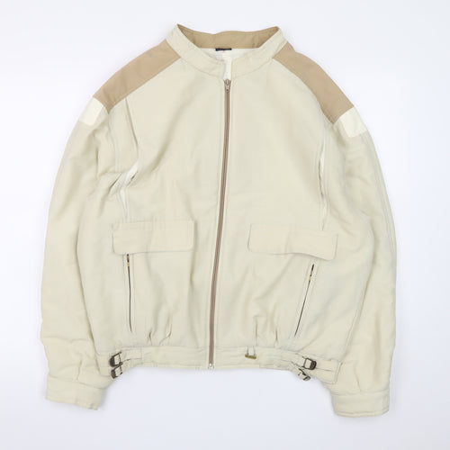 Galaxy Womens Beige XL Bomber Jacket Cotton Blend Zip Buckle Casual