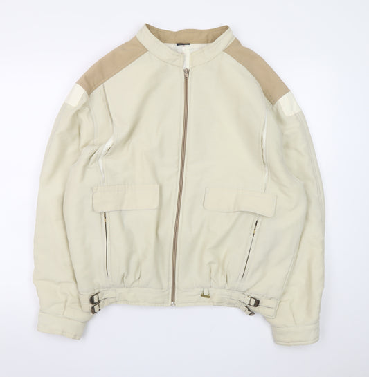 Galaxy Womens Beige XL Bomber Jacket Cotton Blend Zip Buckle Casual