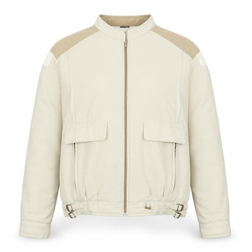 Galaxy Womens Beige XL Bomber Jacket Cotton Blend Zip Buckle Casual