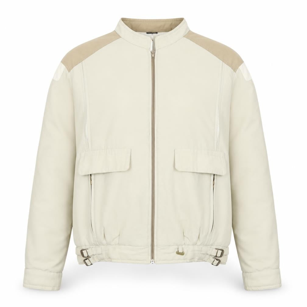 Galaxy Womens Beige XL Bomber Jacket Cotton Blend Zip Buckle Casual