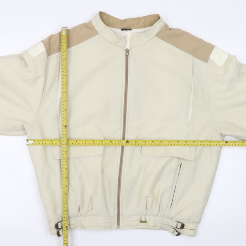Galaxy Womens Beige XL Bomber Jacket Cotton Blend Zip Buckle Casual