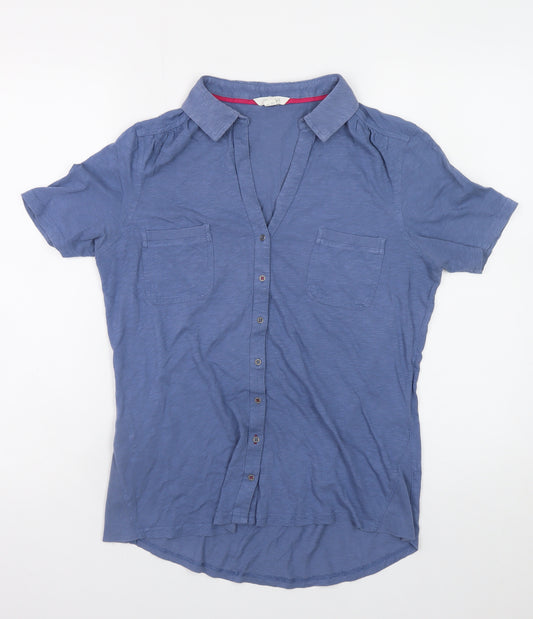 White Stuff Women Blue Cotton Button-Up Shirt UK 12