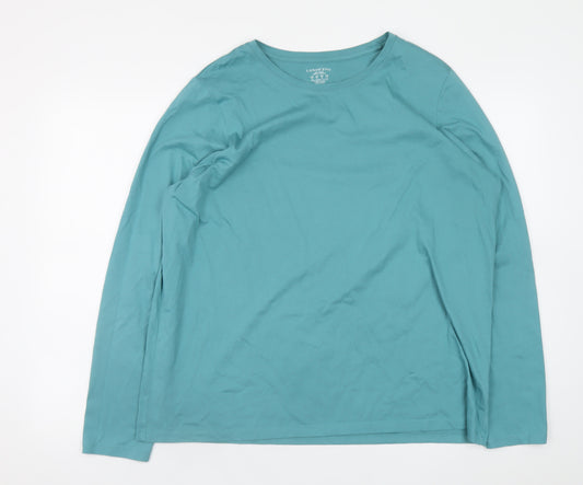 Lands' End Women's Green XL Long Sleeve Cotton Relaxed Fit T-Shirt