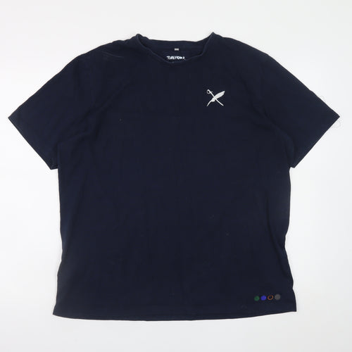 TOBEFRANK Men's Blue XL Crew Neck Sustainable Cotton T-Shirt