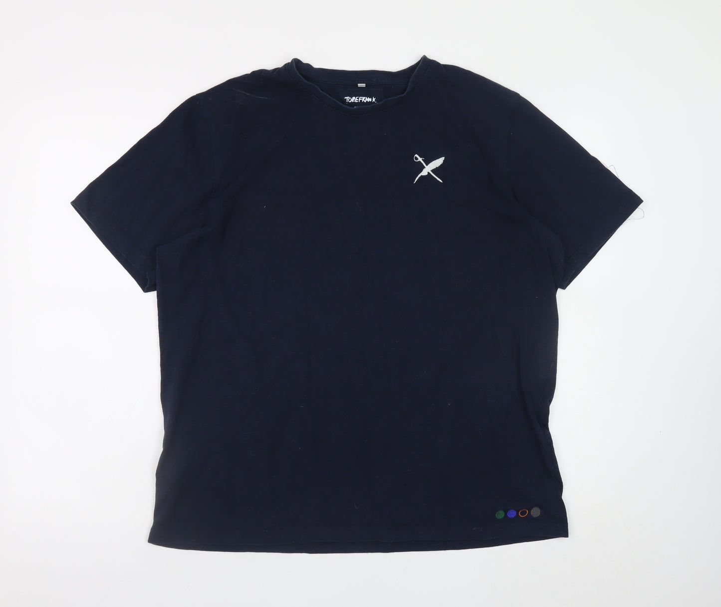 TOBEFRANK Men's Blue XL Crew Neck Sustainable Cotton T-Shirt