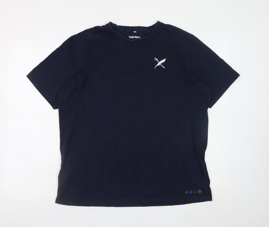 TOBEFRANK Men's Blue XL Crew Neck Sustainable Cotton T-Shirt