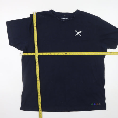 TOBEFRANK Men's Blue XL Crew Neck Sustainable Cotton T-Shirt