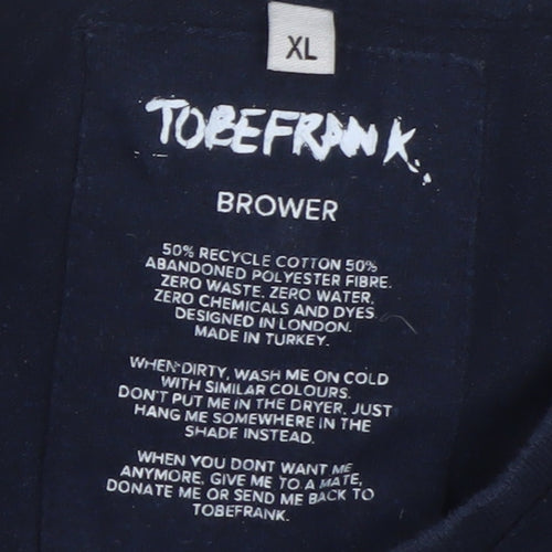 TOBEFRANK Men's Blue XL Crew Neck Sustainable Cotton T-Shirt