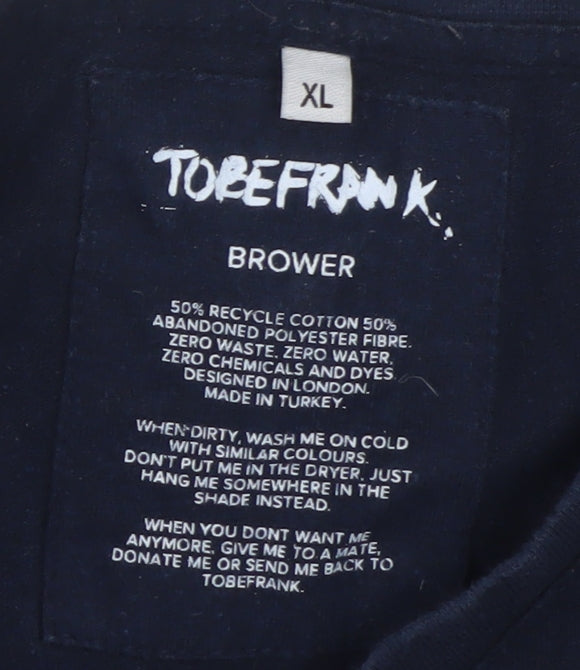 TOBEFRANK Men's Blue XL Crew Neck Sustainable Cotton T-Shirt