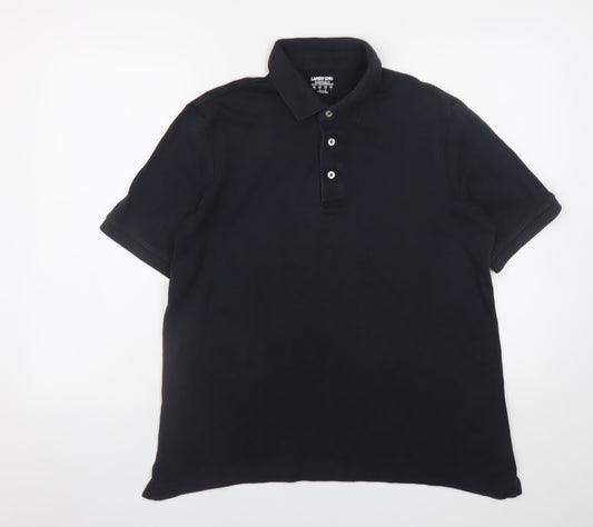 Lands' End Men's Black Classic Fit Cotton Polo Shirt Size M