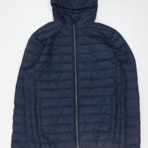 Livergy Men’s Blue Hooded Puffer Jacket Size 44 Regular Fit