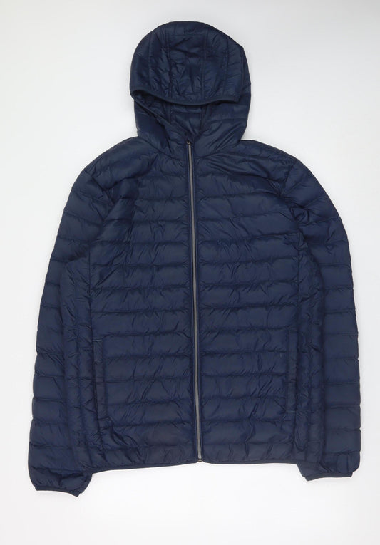 Livergy Men’s Blue Hooded Puffer Jacket Size 44 Regular Fit