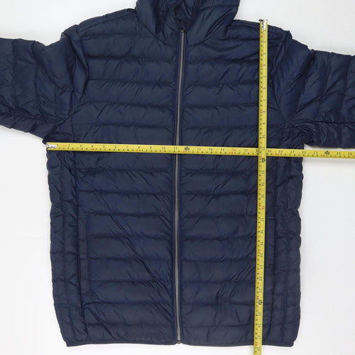 Livergy Men’s Blue Hooded Puffer Jacket Size 44 Regular Fit
