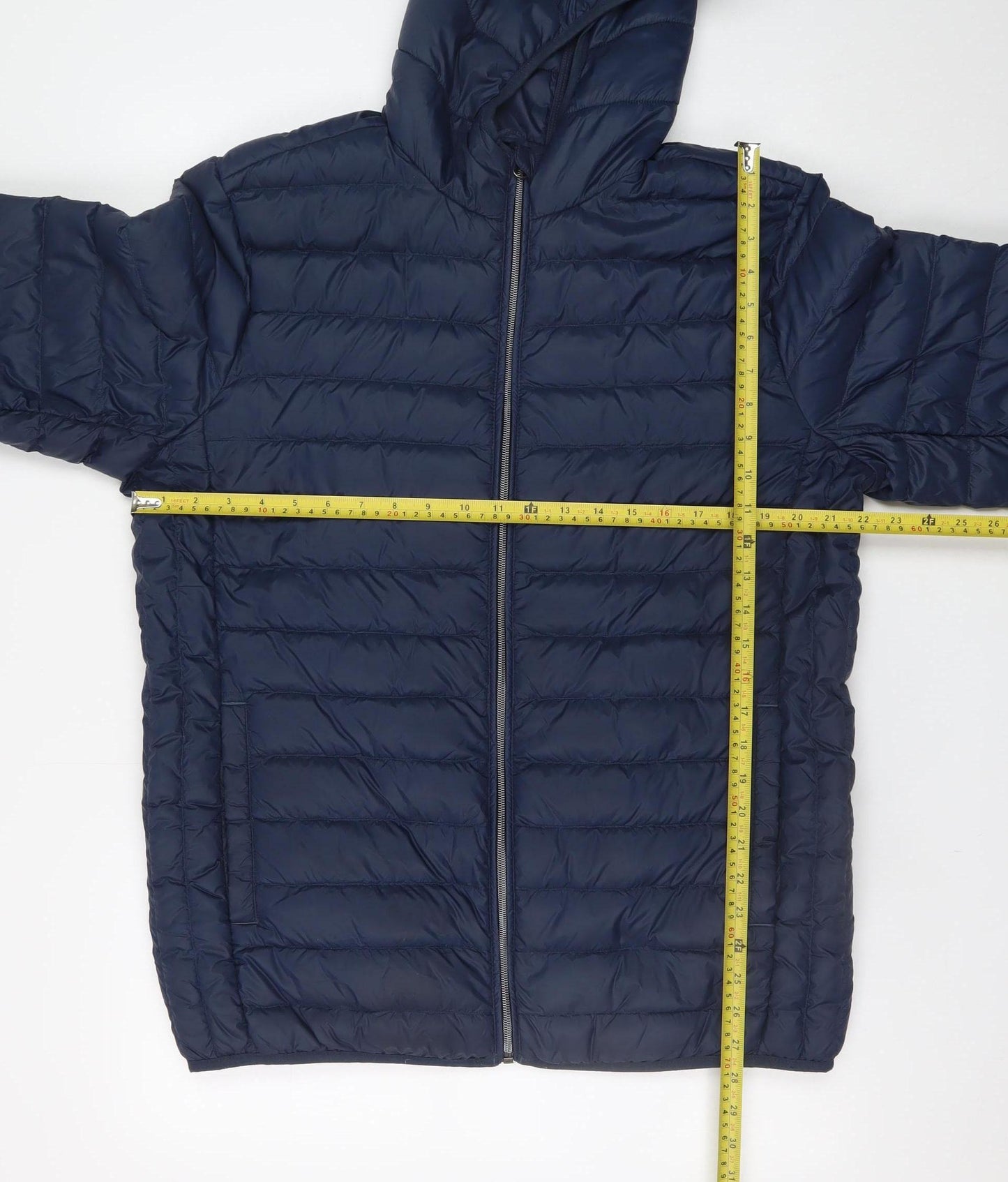 Livergy Men’s Blue Hooded Puffer Jacket Size 44 Regular Fit