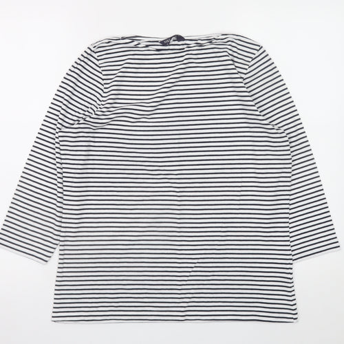 Marks and Spencer Women’s Navy Striped 3/4 Sleeve Cotton T-Shirt Size 16