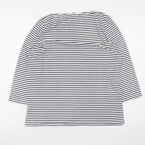 Marks and Spencer Women’s Navy Striped 3/4 Sleeve Cotton T-Shirt Size 16
