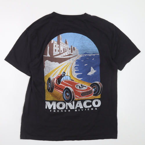Hollister Men's Black Monaco Graphic Relaxed Fit T-Shirt Medium