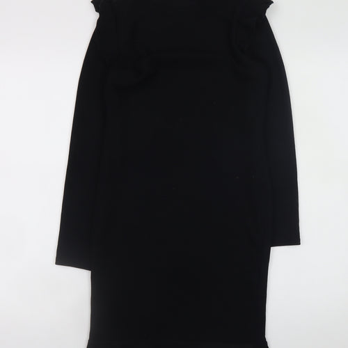 I Saw It First Womens Black Size 10 Bodycon Knit Long Sleeve Dress