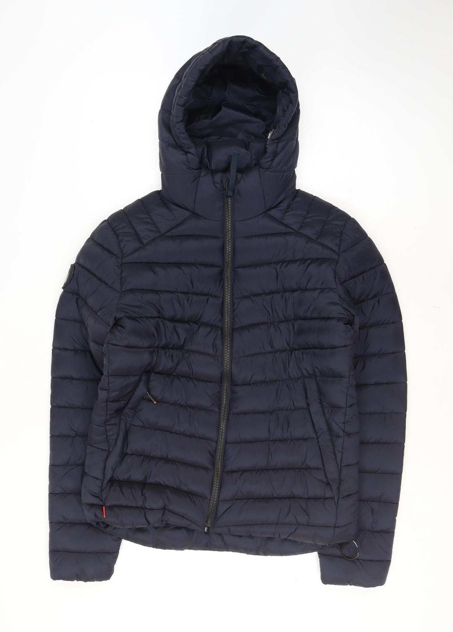 Superdry Men's Blue Hooded Puffer Jacket Size M Winter Nylon