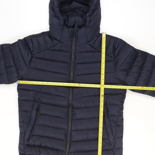 Superdry Men's Blue Hooded Puffer Jacket Size M Winter Nylon