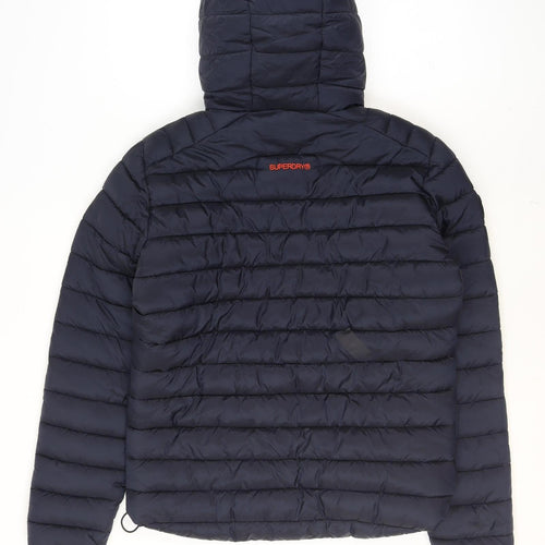 Superdry Men's Blue Hooded Puffer Jacket Size M Winter Nylon