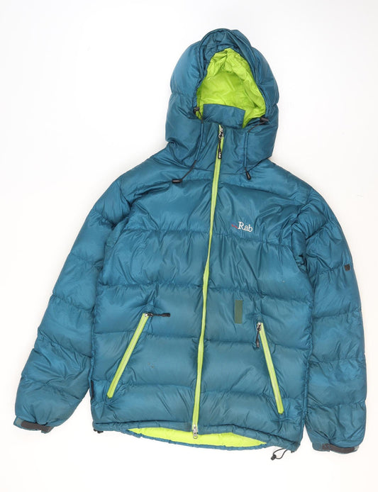 Rab Men's Blue Down Puffer Hooded Winter Jacket Size S
