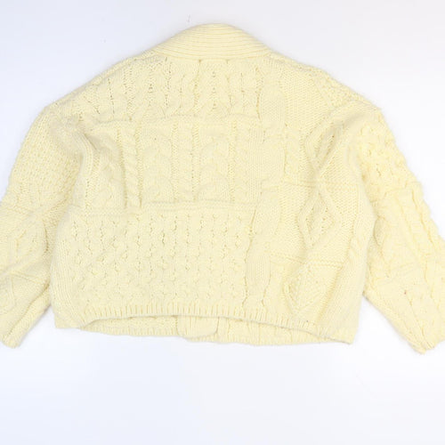 Zara Women Ivory Chunky Knit Cable Cardigan Size S